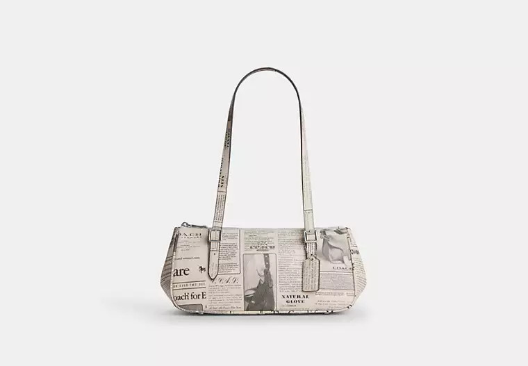 Coach Outlet Asher Shoulder Bag With Newspaper Print - Silver, Size: Medium | Coach Outlet US