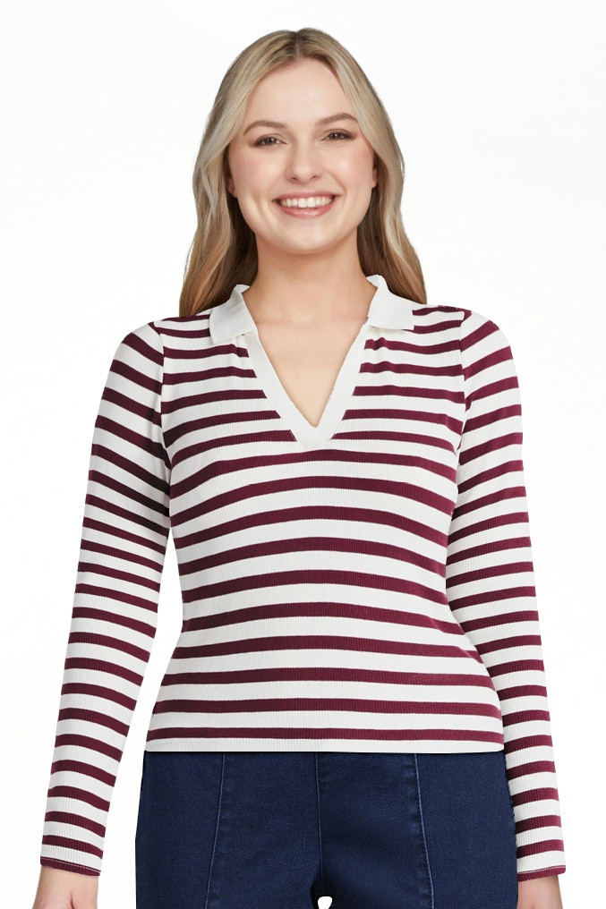 No Boundaries Johnny Collar Tee with Long Sleeves, Women's | Walmart (US)