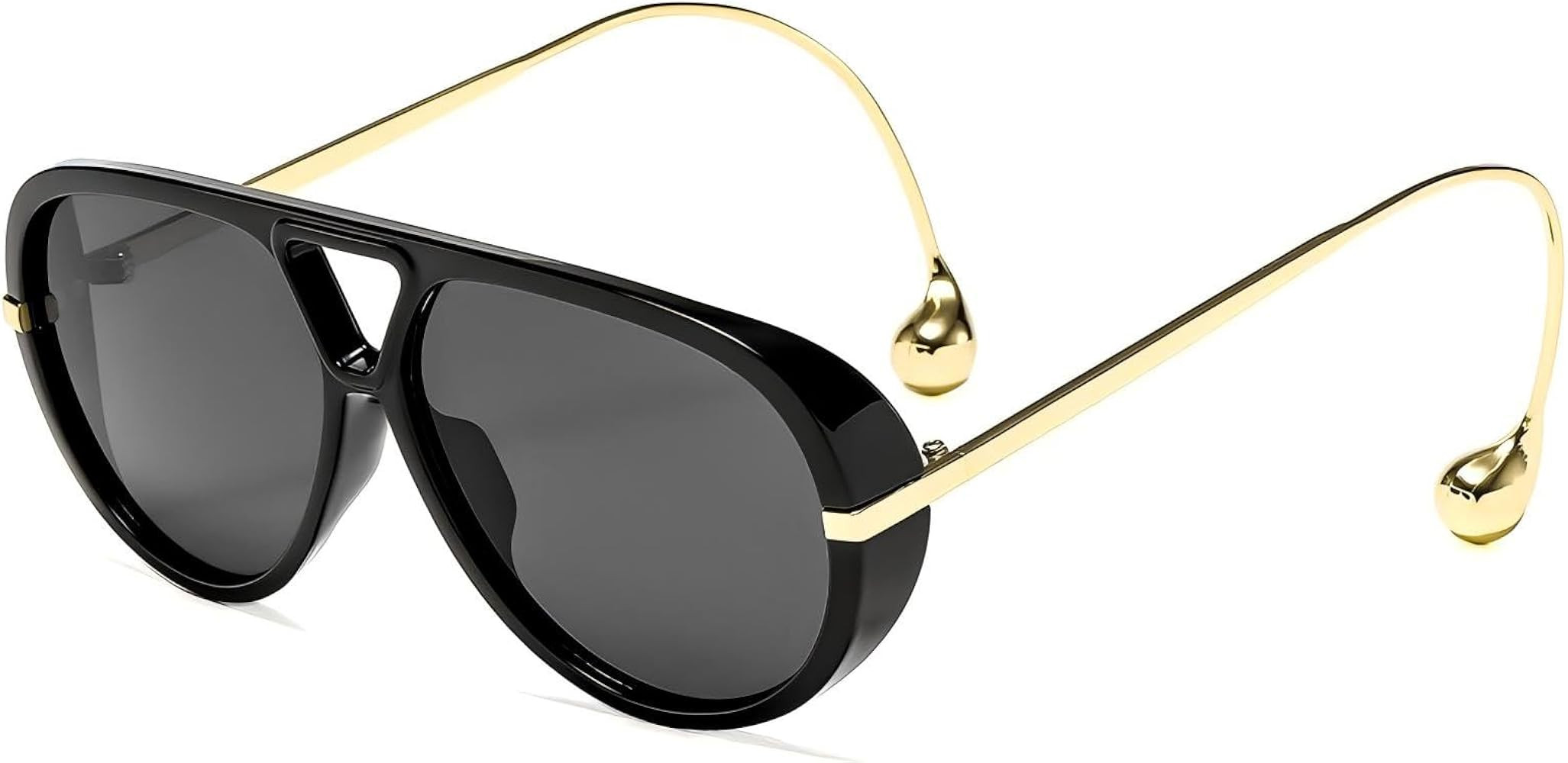 Retro Aviator Sunglasses with Metal Bead Accents – Vintage UV400 Unisex Sunglasses for Outdoor,... | Amazon (CA)