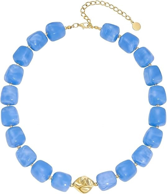 Amazon.com: Milefytor Colorful Fashion Irregular Resin Necklace for Women, Adjustable Waterproof ... | Amazon (US)