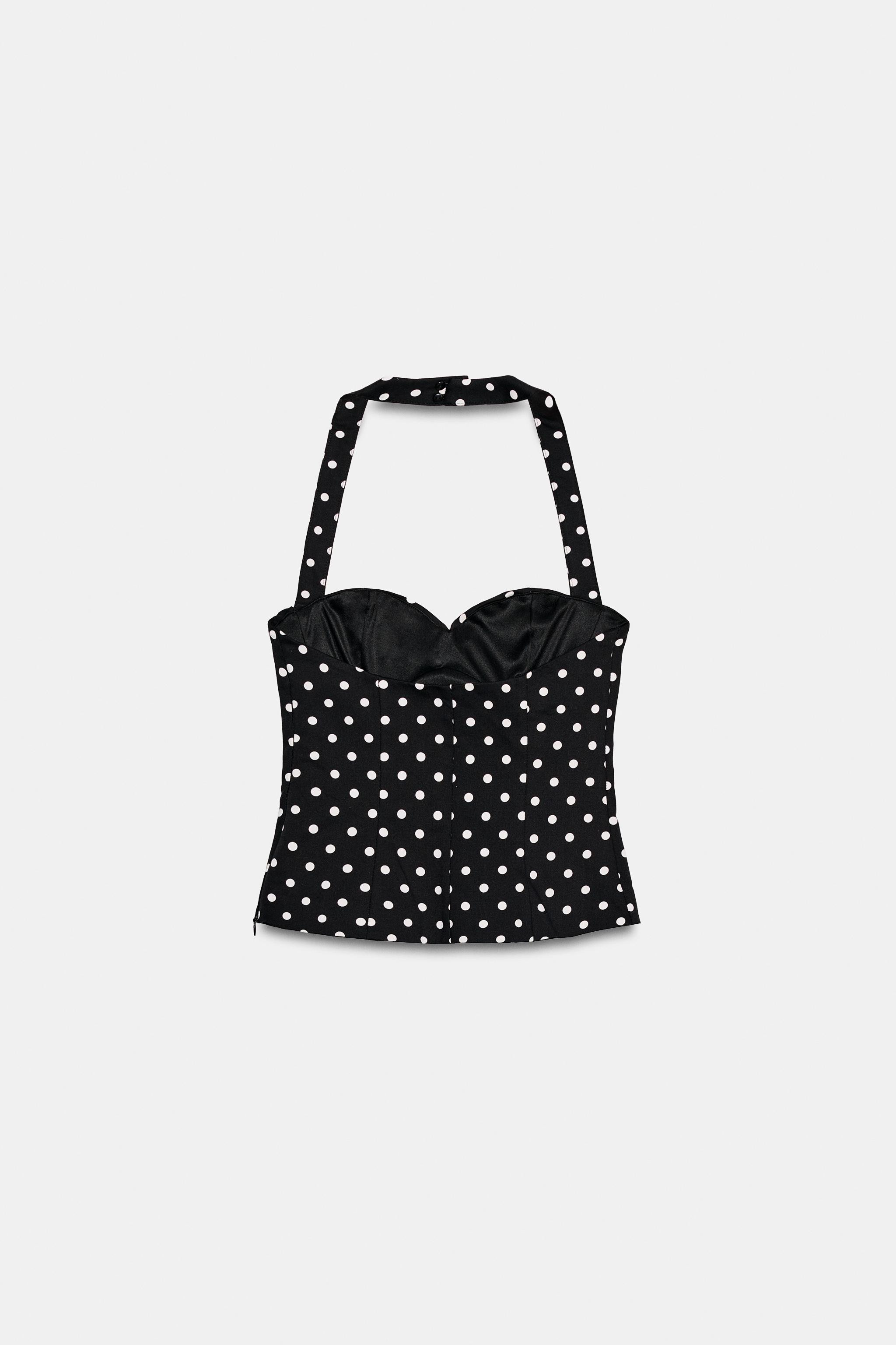 POLKA DOT ROUND NECK HALTER TOP | Zara US