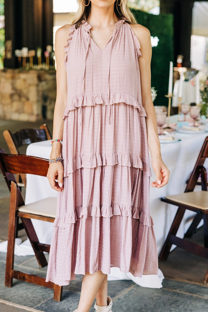 Pursue Perfection Mauve Pink Ruffled Midi Dress | The Mint Julep Boutique