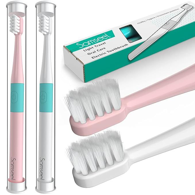 Samseel (2-Pack, White and Pink) Sonic Electric Toothbrush Lasting for 90 Days Travel Essential W... | Amazon (US)