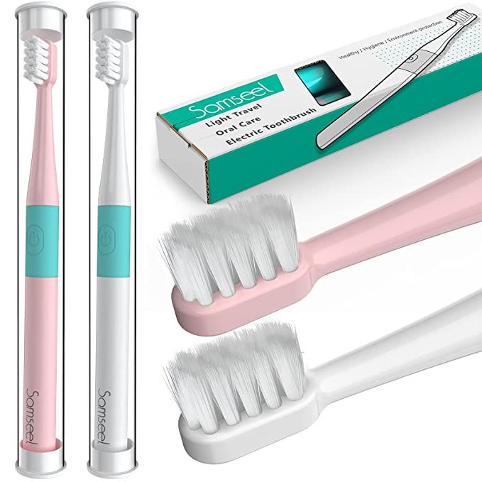 Samseel (2-Pack, White and Pink) Sonic Electric Toothbrush Lasting for 90 Days Travel Essential W... | Amazon (US)