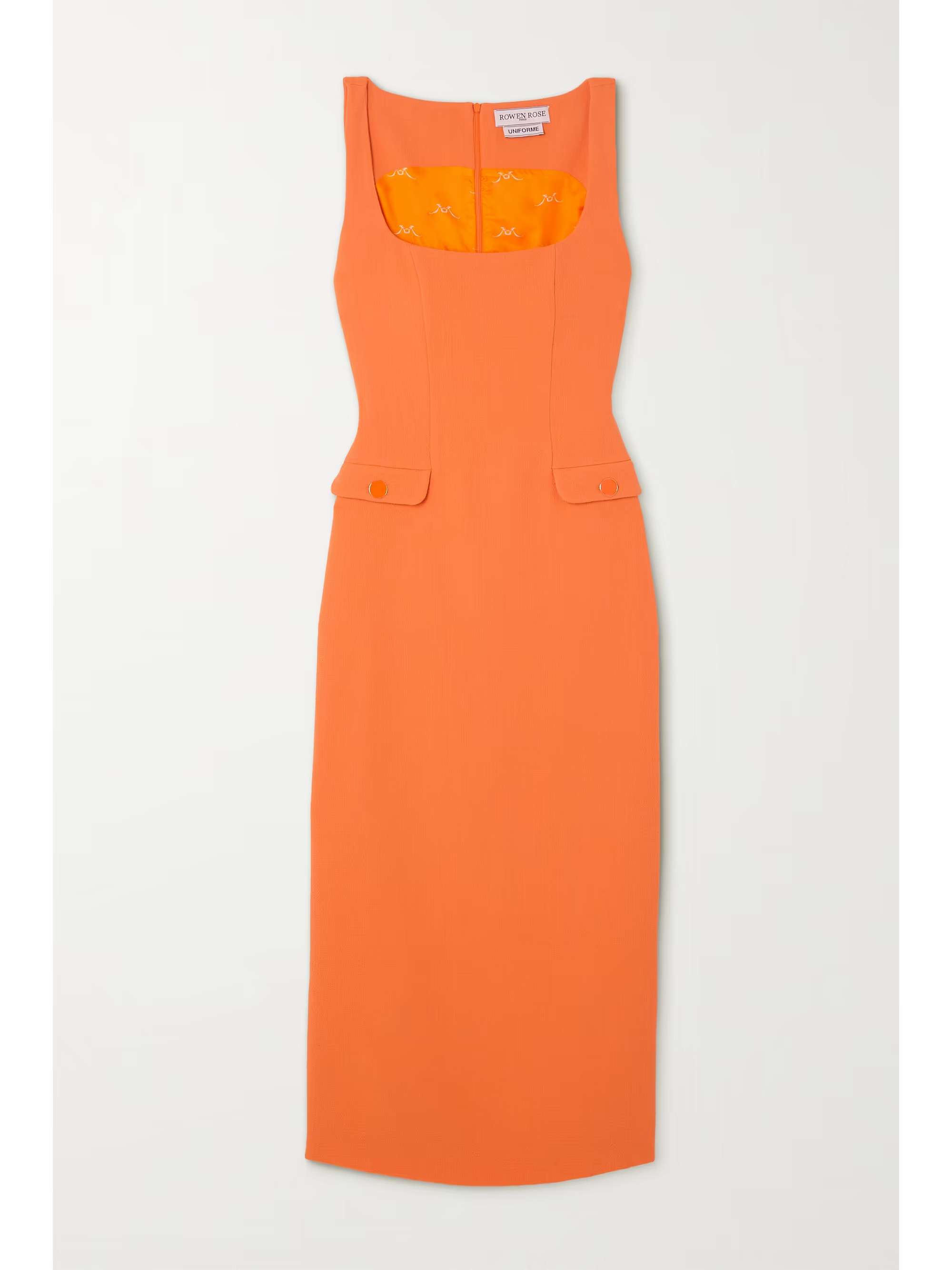 Orange Wool-crepe midi dress | ROWEN ROSE | NET-A-PORTER | NET-A-PORTER (US)