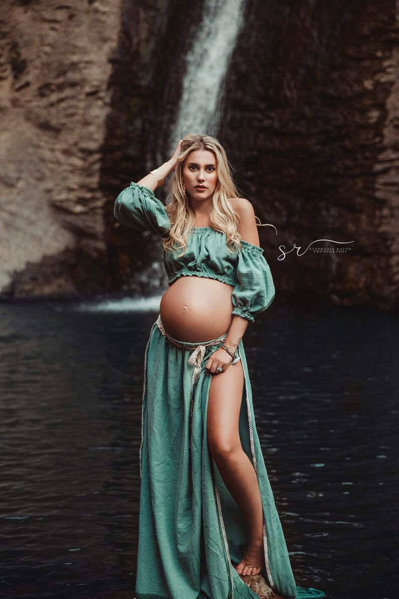 RTS SPICE Two piece Linen maternity dress for photoshoot, Two piece set women summer beach pregna... | Etsy (US)