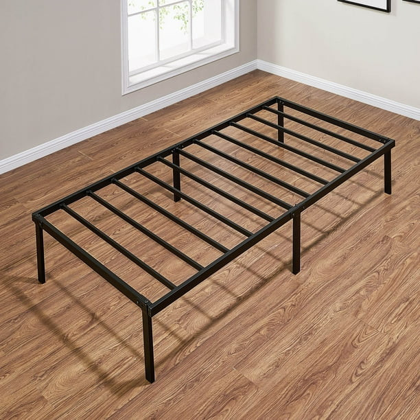 Mainstays 14" Heavy Duty Steel Slat Twin Platform Bed Frame, Black - Walmart.com | Walmart (US)