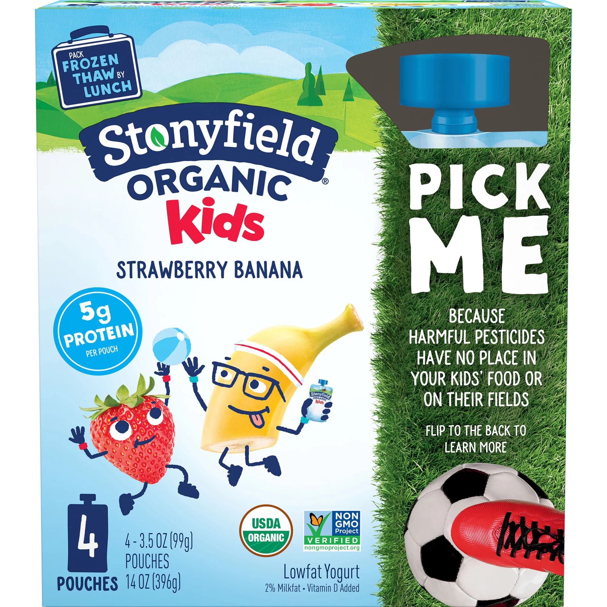 Stonyfield Organic Kids Strawberry Banana Lowfat Yogurt Pouches, 4 Ct - Walmart.com | Walmart (US)