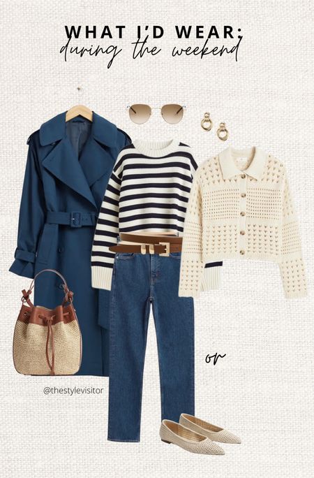 Although I personally rarely wear jeans I love seeing collages like this. It gives me this French vibe with the breton striped sweater (size up! It runs small, just as the cardigan, I’m wearing M for an oversized fit). Love the denim colored trench coat too, but I also suggested a cream one. Read the size guide/size reviews to pick the right size.

Leave a 🖤 to favorite this post and come back later to shop

#casual outfit #jeans #trench coat #straight jeans #crochet cardigan #spring outfit 

#LTKstyletip #LTKSeasonal #LTKeurope