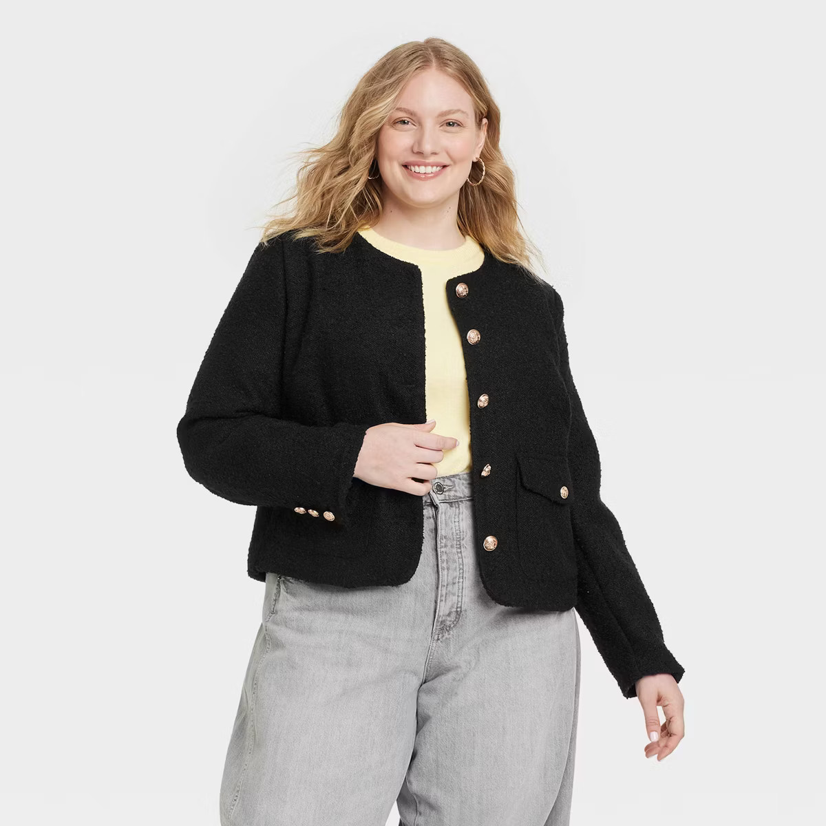 Women's Button-Front Jacket - Universal Thread™ Black | Target