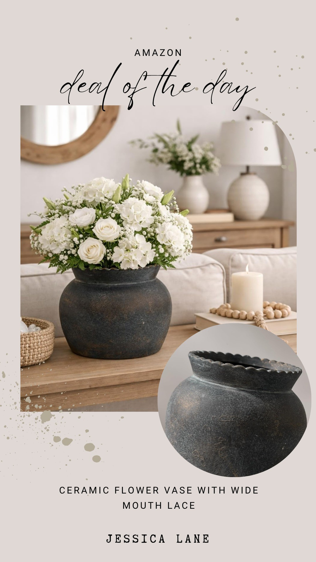 This ceramic flower vase with wide mouth lace details is absolutely beautiful. It makes a gorgeous statement piece for your living room coffee table or console.#homedecor #amazonhome #vases #interiordesign

#LTKSaleAlert #LTKHome #LTKSeasonal