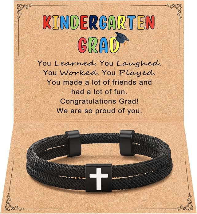 Shonyin Graduation Gifts Cross Bracelet for Boys - 5th 8th Kindergarten Preschool College High Sc... | Amazon (US)