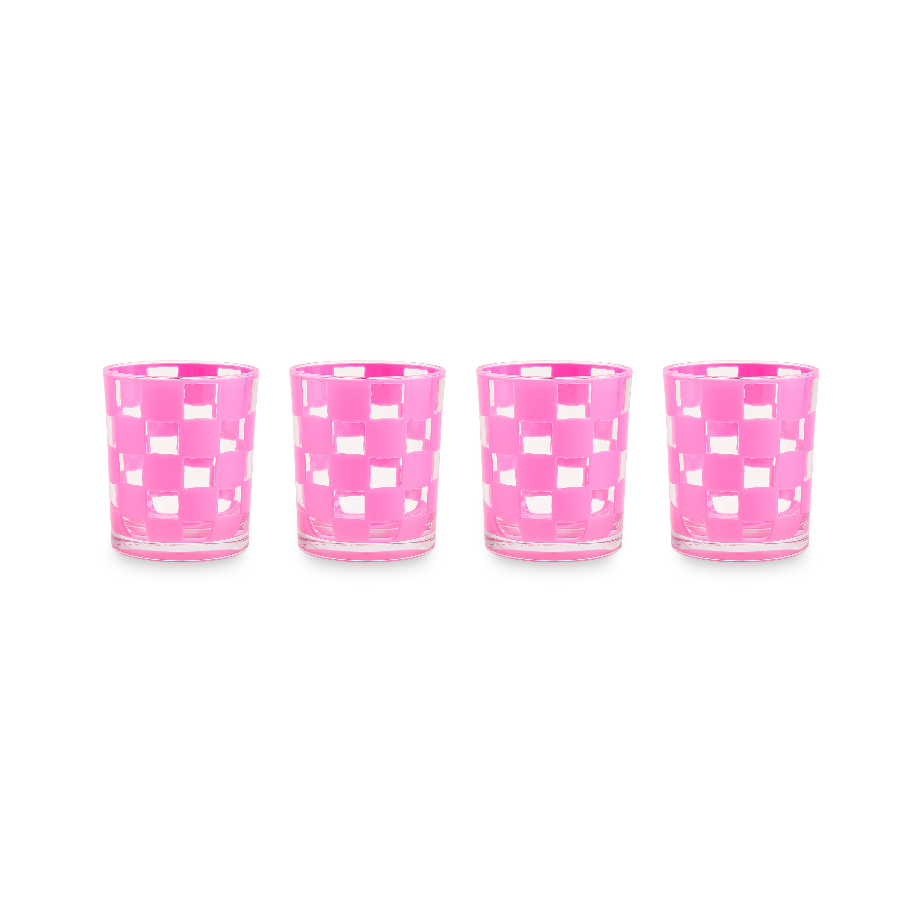 MacKenzie-Childs Pink Check Acrylic Tumblers | MacKenzie-Childs
