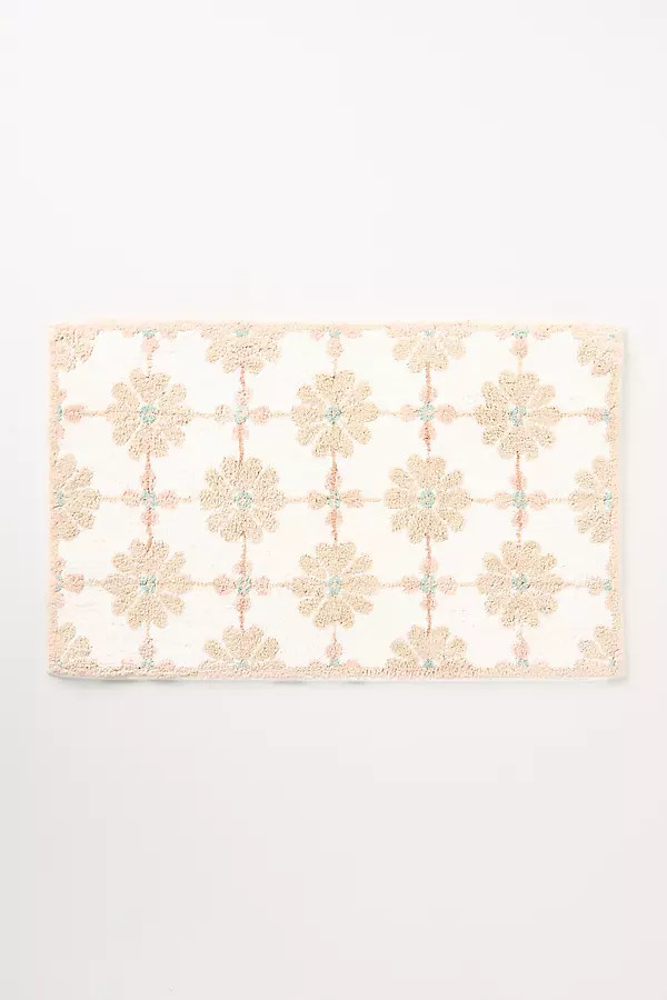 Daisy Tile Tufted Cotton Bath Mat | Anthropologie (US)