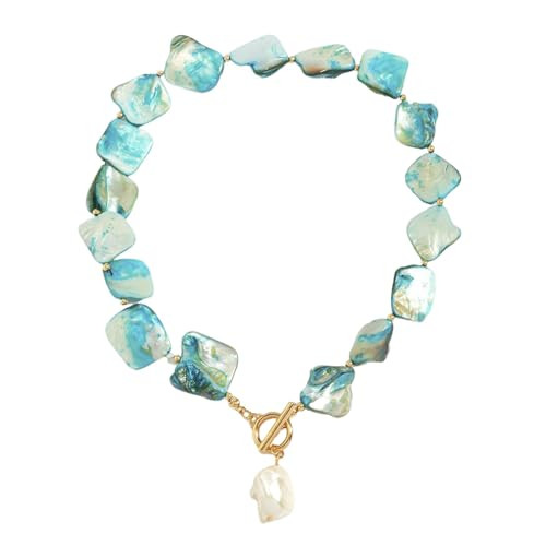 Amazon.com: Chunky Shell Choker Necklace for Women Colorful Irregular Shell Beaded Necklaces Baro... | Amazon (US)