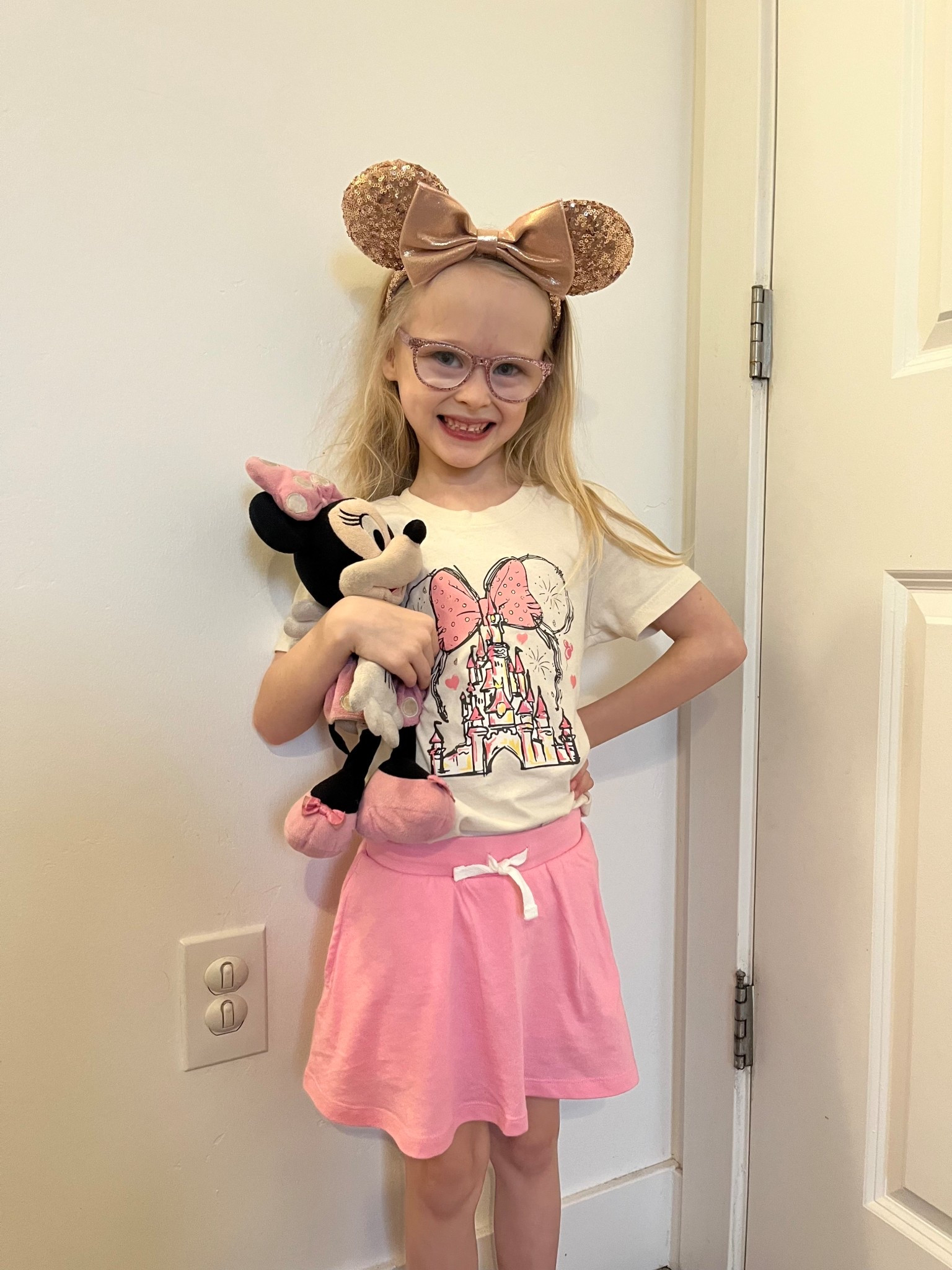 My daughter put together this cute Disney outfit for girls! She’s wearing a Minnie Mouse castle shirt with rose gold Minnie ears and a pink skort from Target  

#LTKmomlife #LTKKids #LTKootd