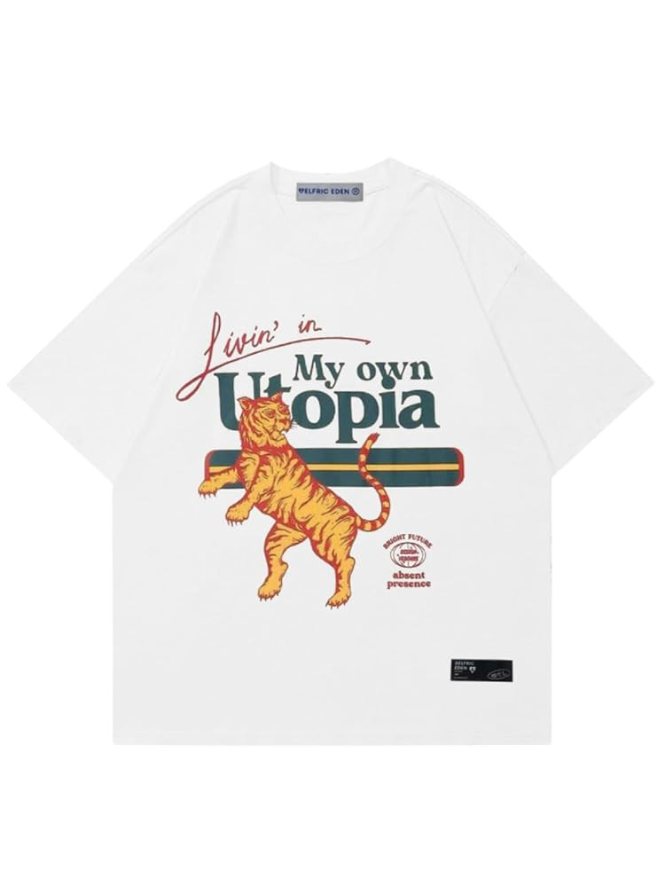 Aelfric Eden Mens Oversized T Shirts Tees Tiger Graphic Tee Print Cotton Tops Streetwear Casual S... | Amazon (US)