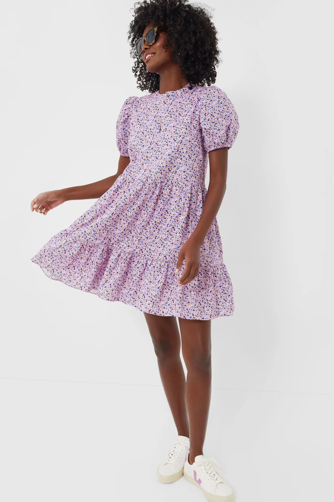 Lilac Floral Zip Front Ellie Mini Dress | Tuckernuck (US)