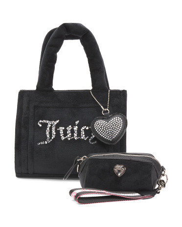 3pc Tote With Heart And Mini Barrel Purse Set | TJ Maxx