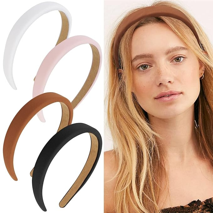 Wecoe 4 Pack Padded Headbands Fall Headbands for Women Non Slip Soft Thick Comfortable Headbands ... | Amazon (US)