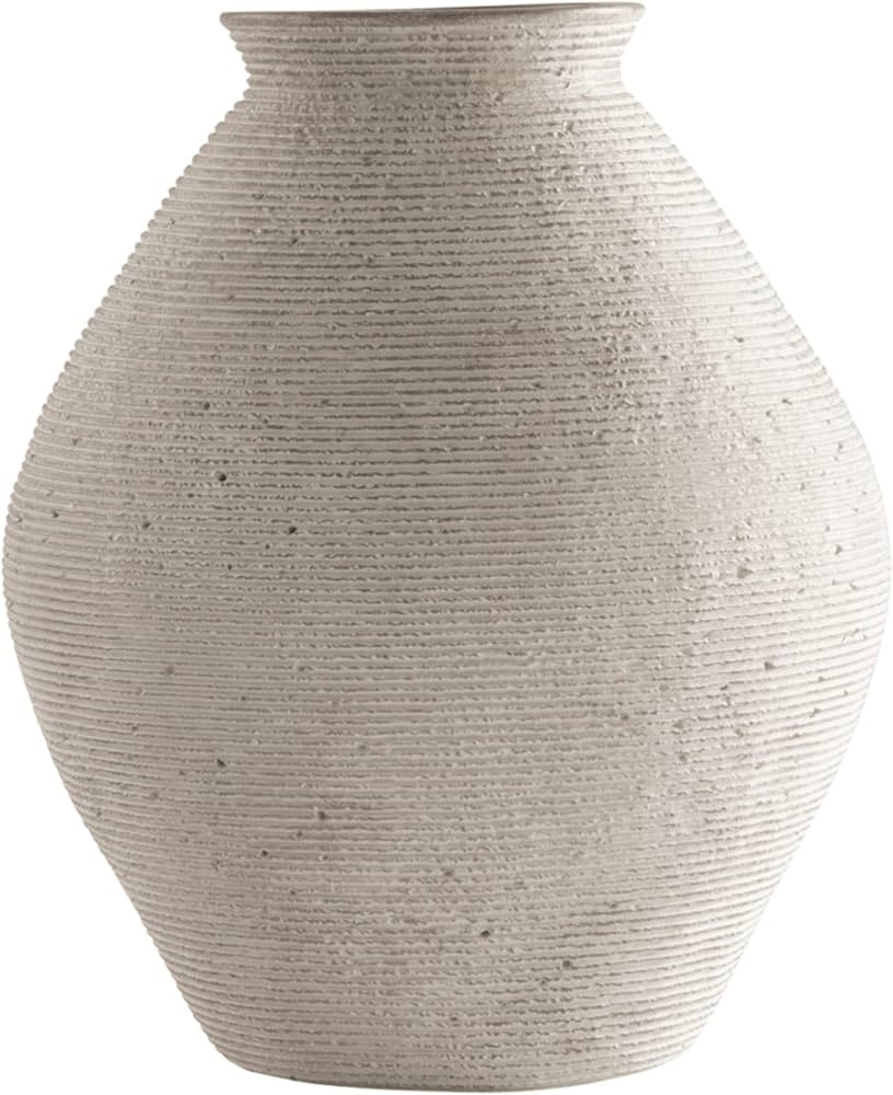 Signature Design by Ashley Hannela 12" Modern Distressed Polyresin Vase, Antique Tan | Amazon (US)