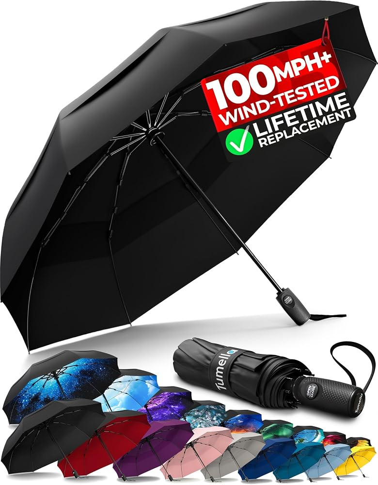 Strongest Windproof Travel Umbrella (Compact, 100MPH Wind-Tested), Light, Portable, One-Handed Us... | Amazon (US)