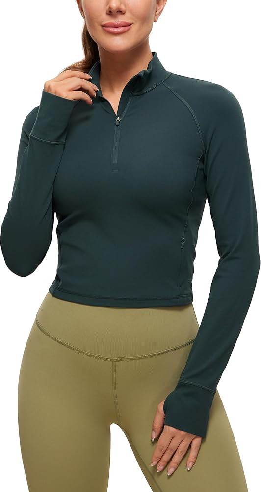CRZ YOGA Women's Butterluxe Long Sleeve Workout Shirts Half Zip Pullover Sweatshirt Athletic Crop... | Amazon (US)