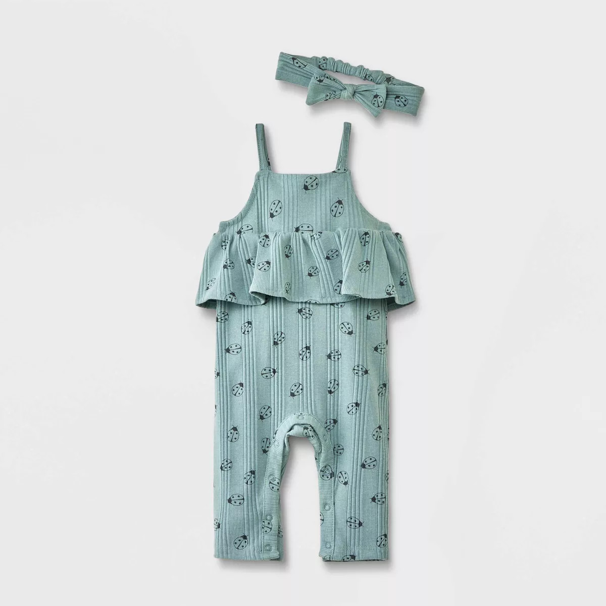 Grayson Mini Baby Girls' Ladybug Romper with Headband - Green Newborn | Target