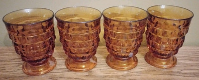 4 Vintage Amber Indiana Glass Tumblers Drinking Glasses 4-1/2"  | eBay | eBay US