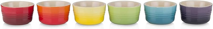 Le Creuset Set of 6 Mini Rainbow Ramekin , Stoneware,Rainbow, 100 ml | Amazon (UK)