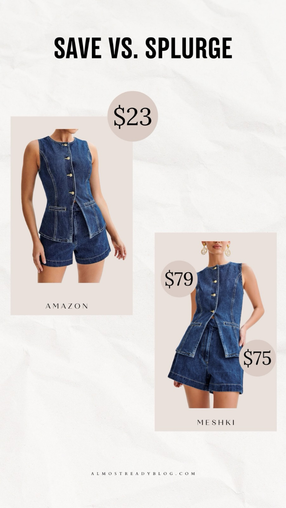 Amazon look for less, denim trend, denim long vest, denim shorts, 2 piece set 

#LTKFindsUnder100 #LTKFindsUnder50