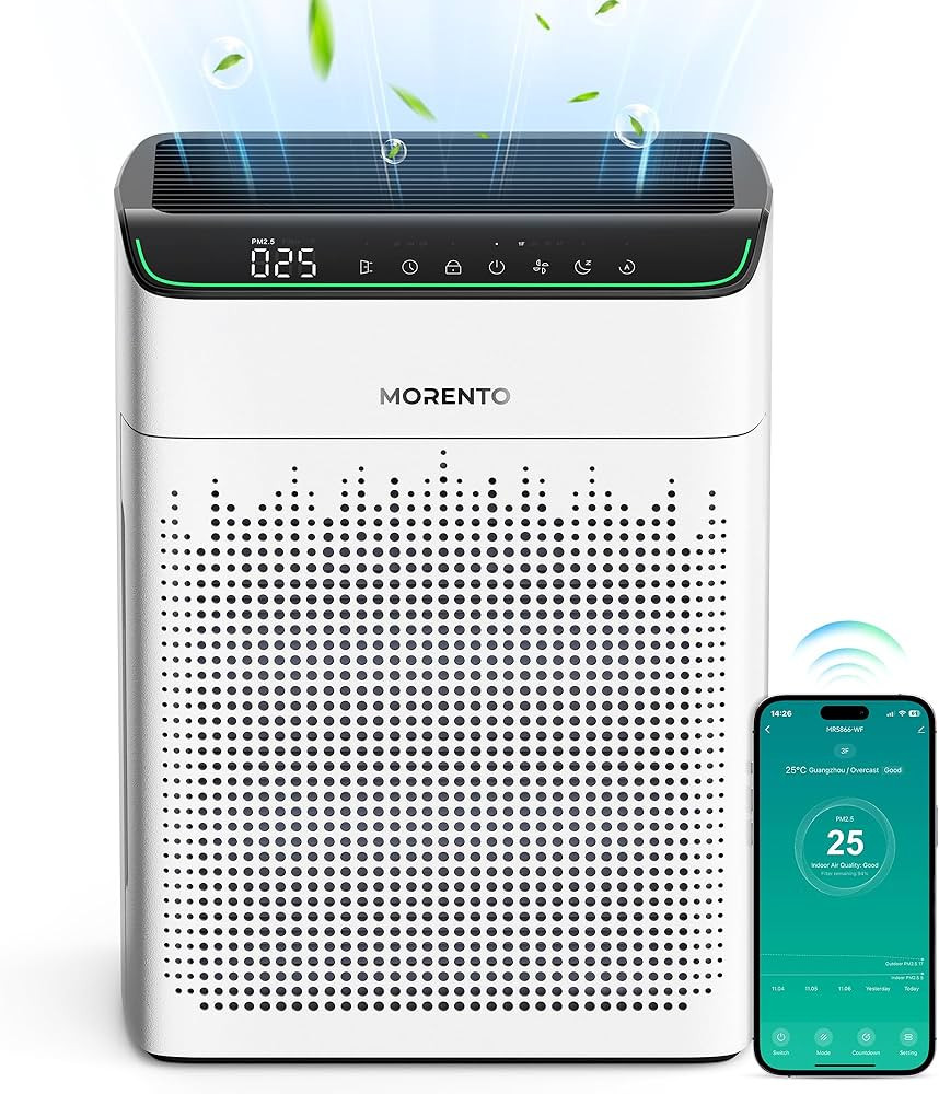 MORENTO Air Purifiers for Home Large Room Up to 1690 ft² with PM 2.5 Air Quality Monitor, Wi-Fi ... | Amazon (US)