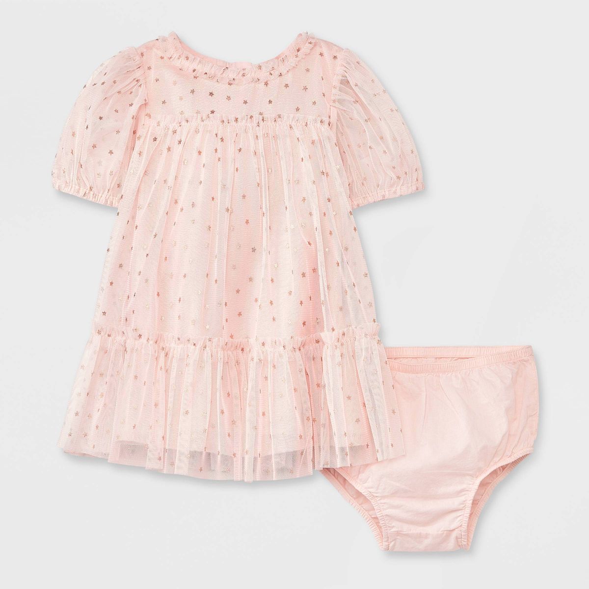 Baby Girls' Foil Tulle Dress - Cat & Jack™ Orange 3-6M | Target