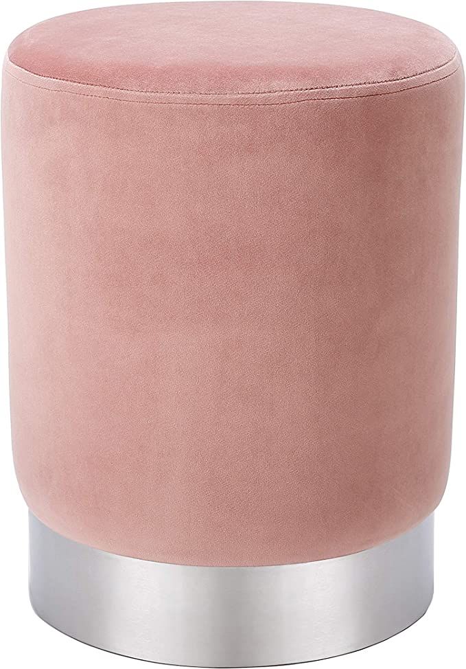 BIRDROCK HOME Round Dusty Rose Velvet Ottoman Foot Stool – Soft Compact Padded Stool - Great fo... | Amazon (US)
