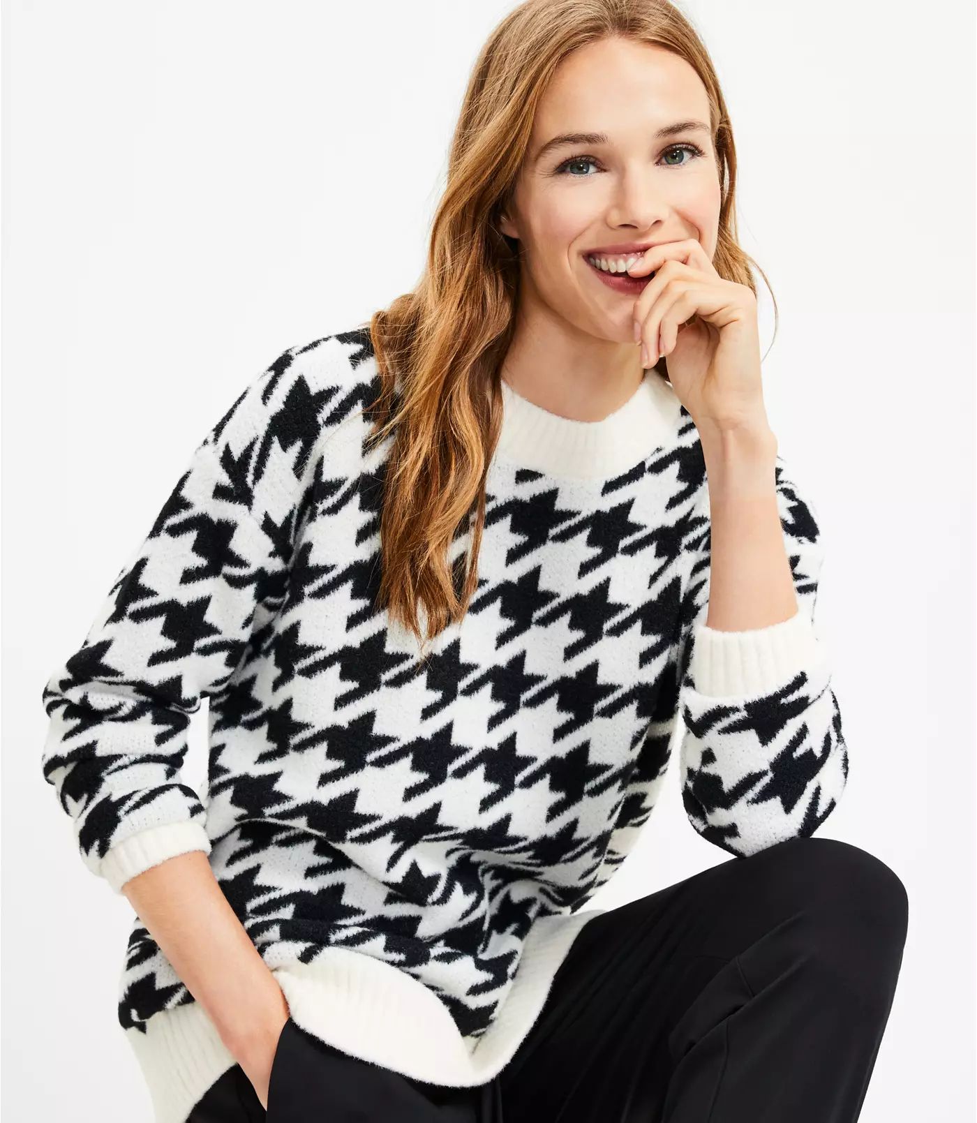 Lou & Grey Houndstooth Tunic Sweater | LOFT