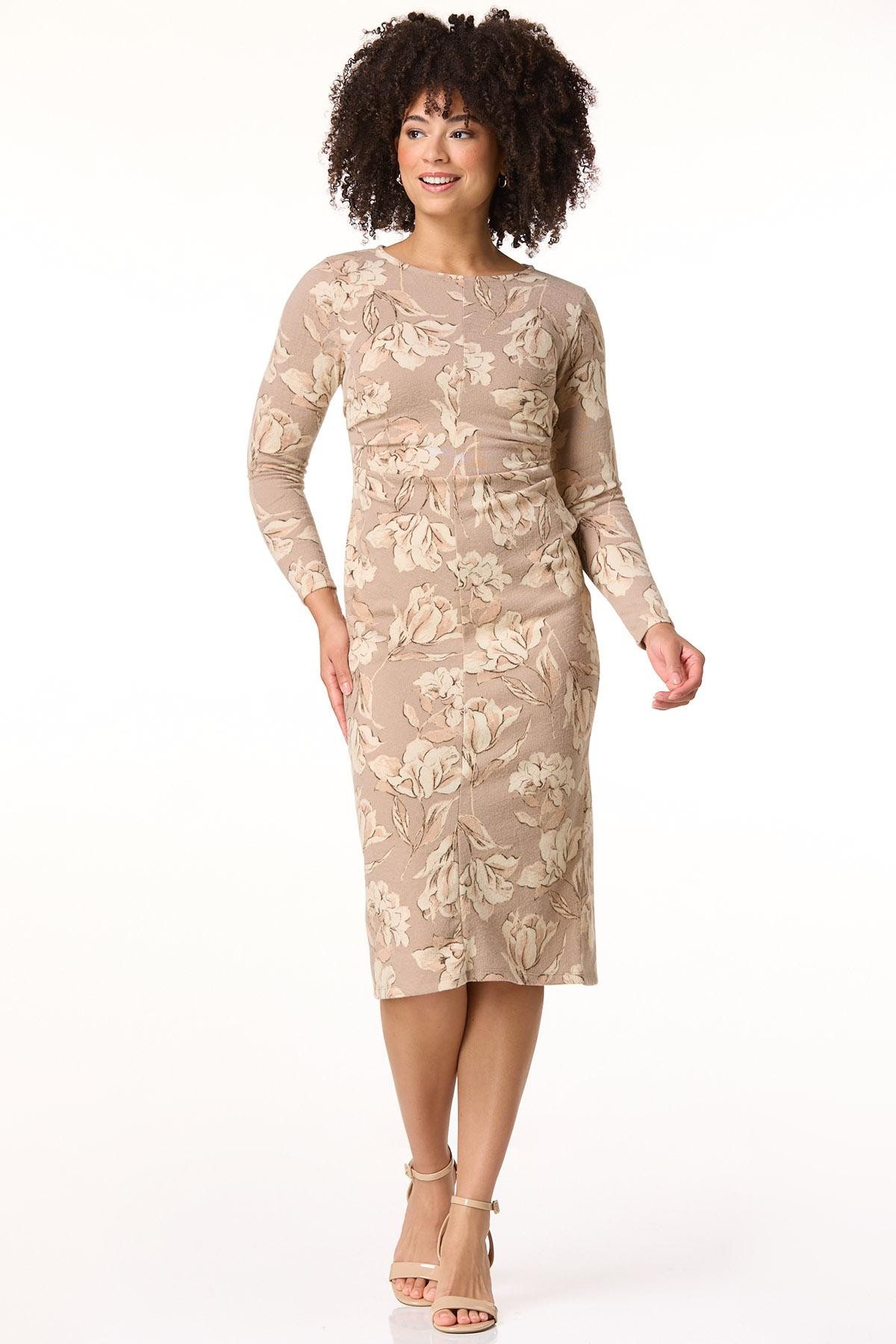 Cinched Floral Hacci Knit Dress | Cato Fashions