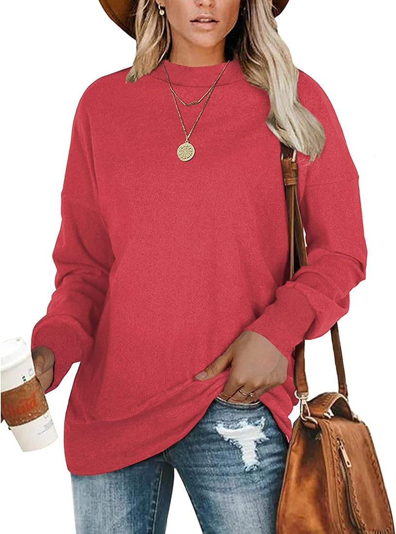 PLMOKEN Plus Size Sweatshirts for Women Casual Long Sleeve Round Neck Shirts tunic tops for Leggi... | Amazon (US)