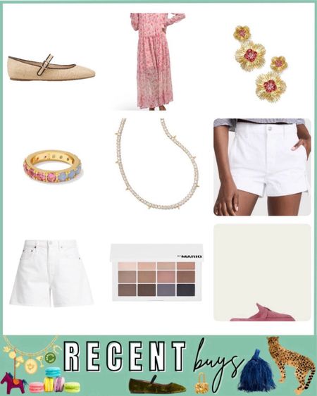 Recent buys - agolde shorts, 7 for all mankind white shorts, Loro piana boat shoes mules, makeup by Mario palette, Kendra Scott jewelry, free people pink maxi dress, Marc fisher raffia flats



#LTKfindsunder100 #LTKstyletip #LTKSeasonal