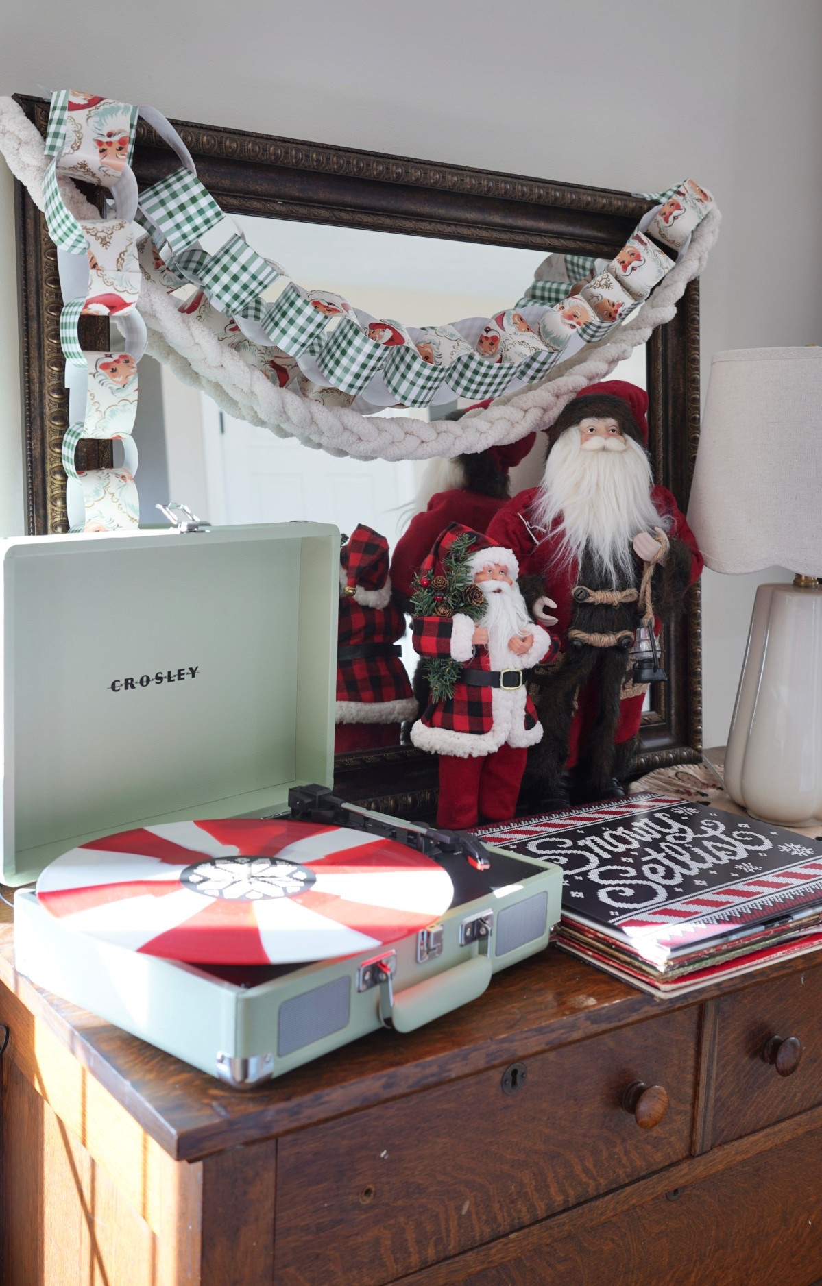 Christmas dresser styling! Record player. Christmas vinyl. Christmas decor. Christmas styling. 

#LTKHome #LTKSeasonal #LTKHoliday