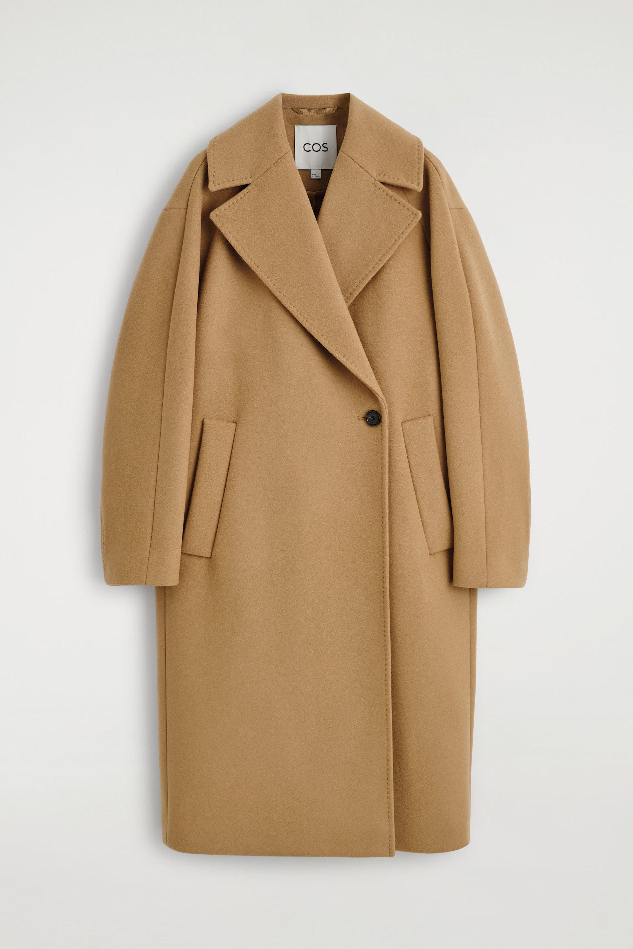 OVERSIZED DOUBLE-BREASTED WOOL LONG COAT - CAMEL | COS GB | COS UK