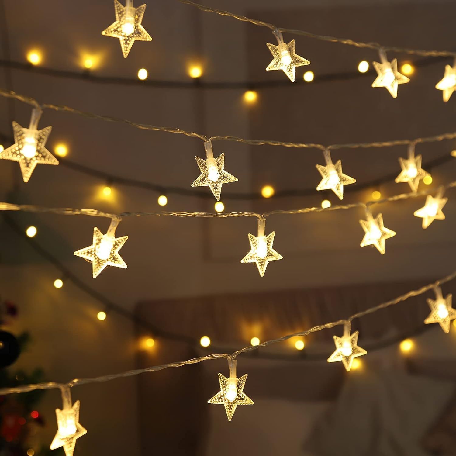 Amazon.com: Christmas Lights, 19.6 ft 40 LED Star String Lights Battery Operated Indoor Christmas... | Amazon (US)