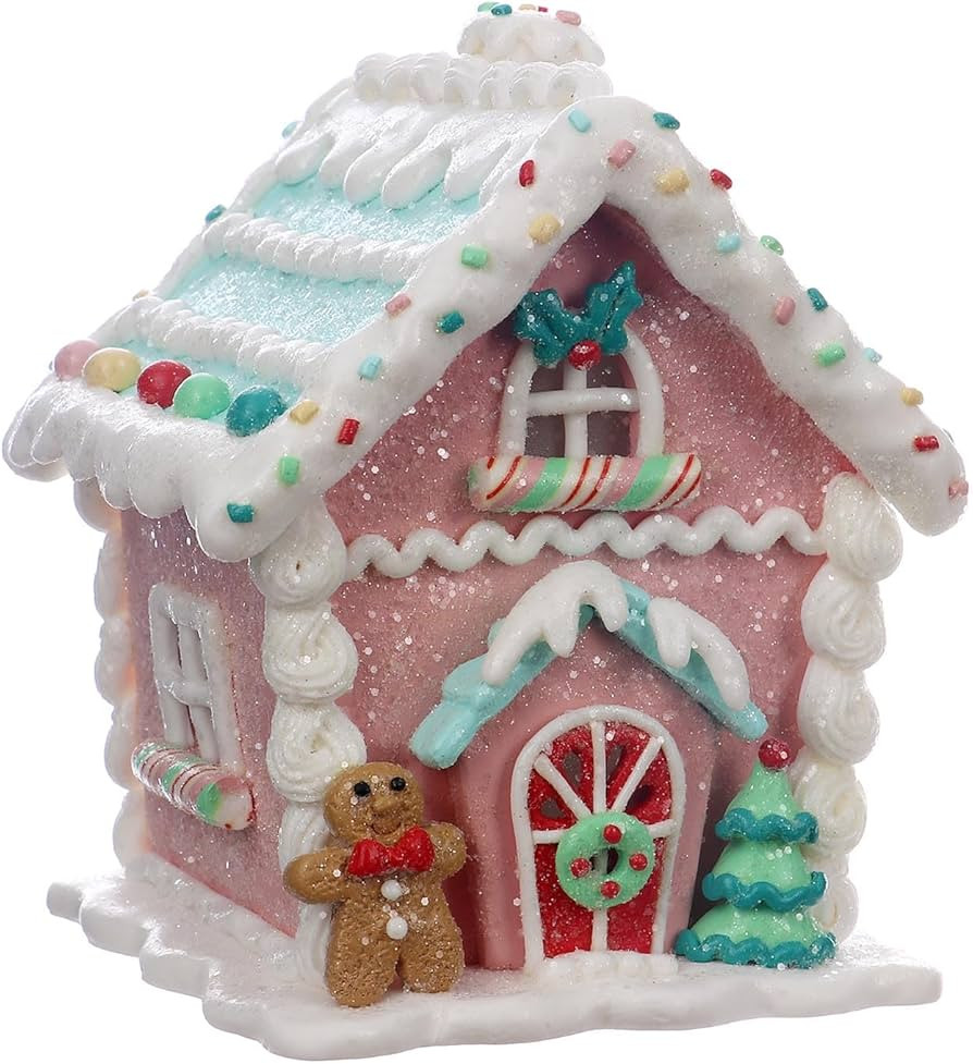 Christmas Decorations 5.9" LED Gingerbread House Xmas Village Ornaments with Gingerbread Human Co... | Amazon (US)