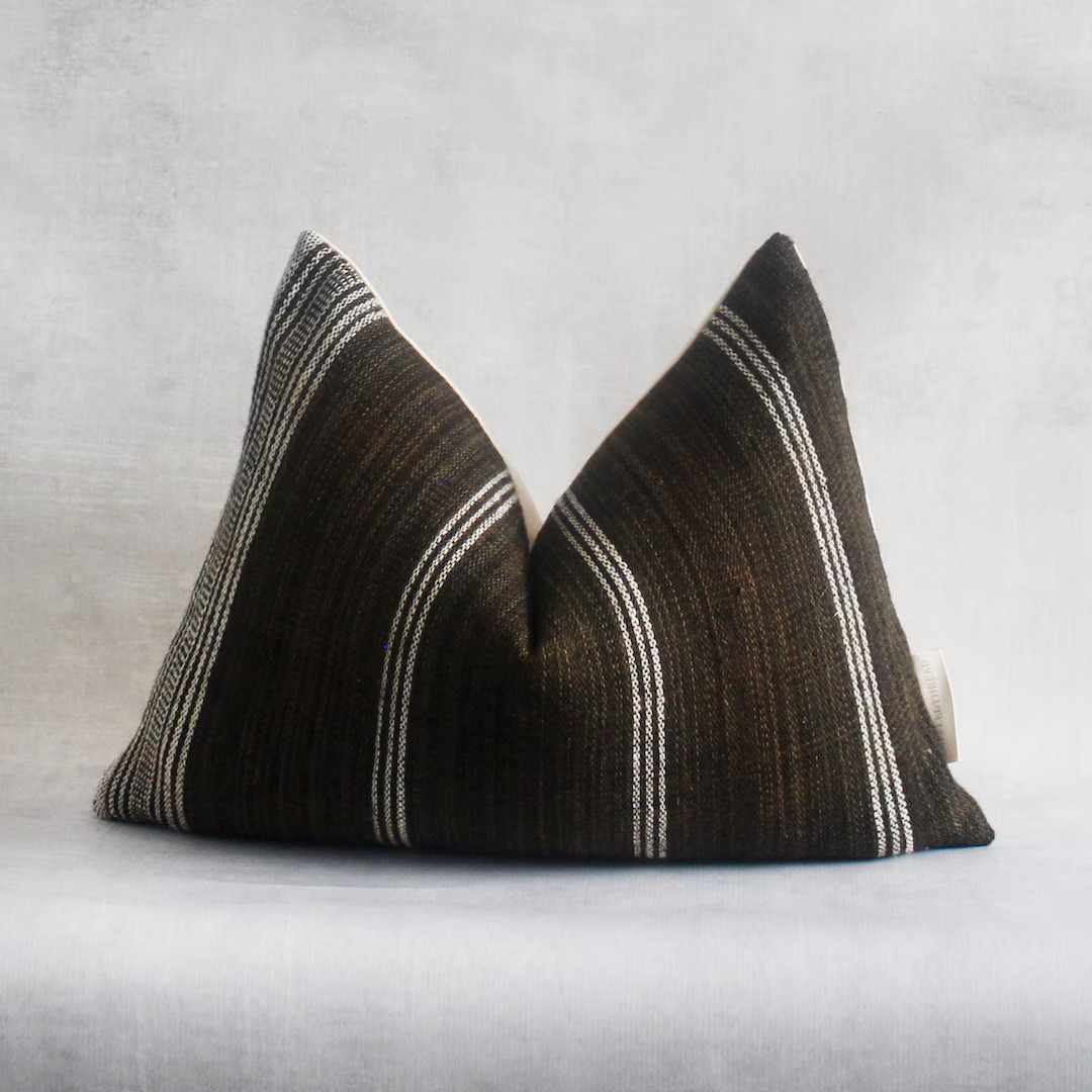 Earthy Dark Brown Pillow Cover | Lumbar Pillow Cover 14x20 | Vintage Indian Wool Pillow Cover | W... | Etsy (US)