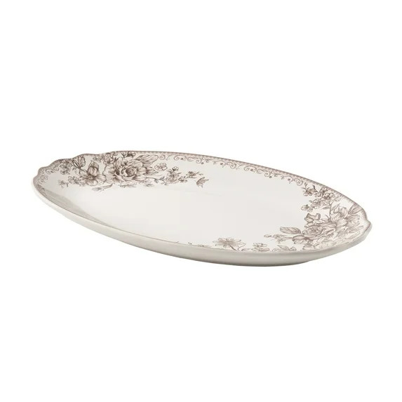 The Pioneer Woman Agatha Stoneware 16-inch Serving Platter, Brown - Walmart.com | Walmart (US)