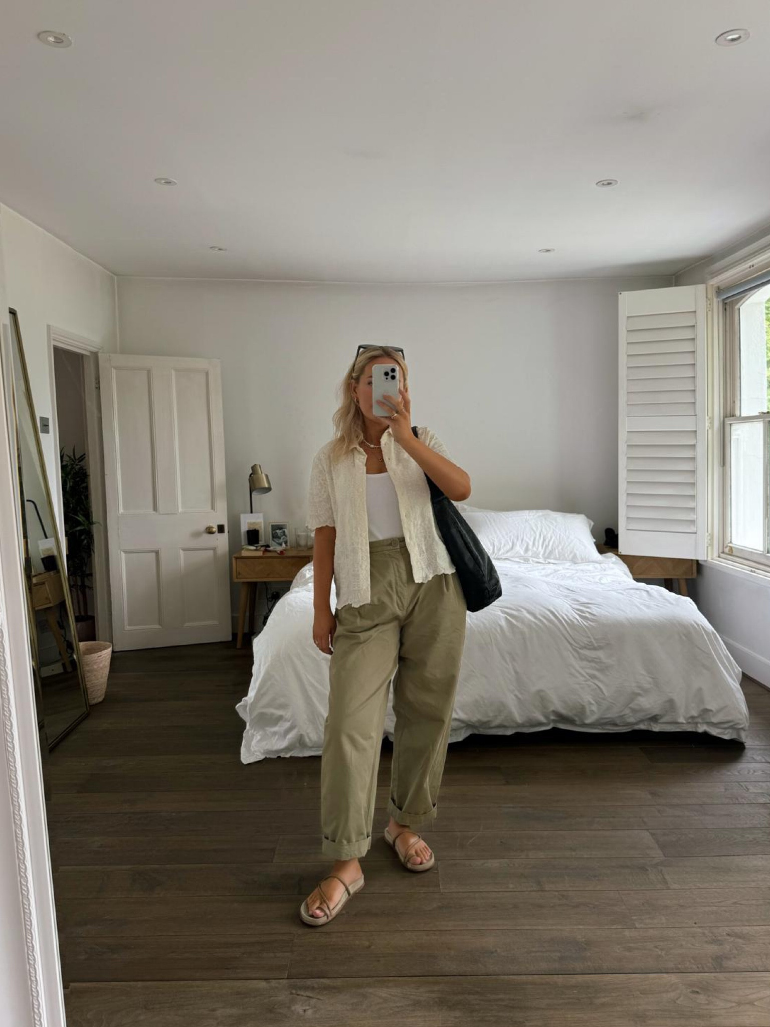 Casual summer outfit, neutral colours, khaki trousers, Agolde, Net-A-Porter, hush white vest, emme parsons sandals 

#LTKsummer #LTKstyletip #LTKuk
