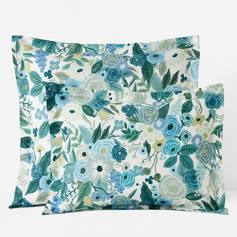 Garden Party Classic Cool Cotton Percale Sham - Teal, Euro | The Company Store