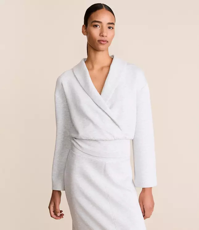 Lou & Grey Heathered Scubasoft Wrap Top | LOFT