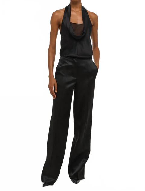 Minimal Satin Pants In Black | Shop Simon