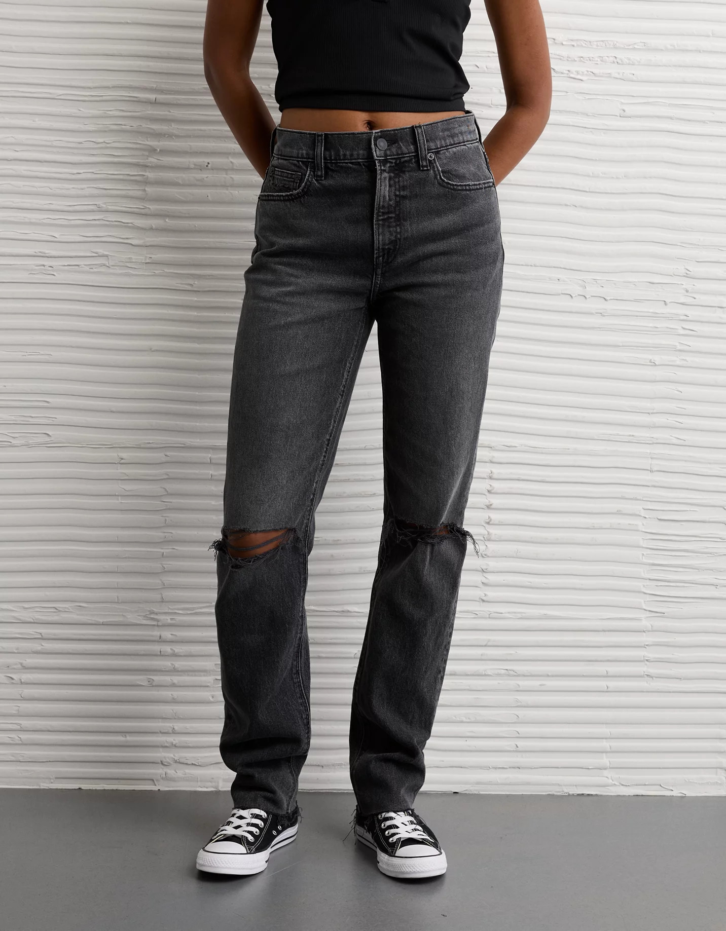 Online Exclusive AE Super High-Waisted Straight Jean | American Eagle Outfitters (US & CA)