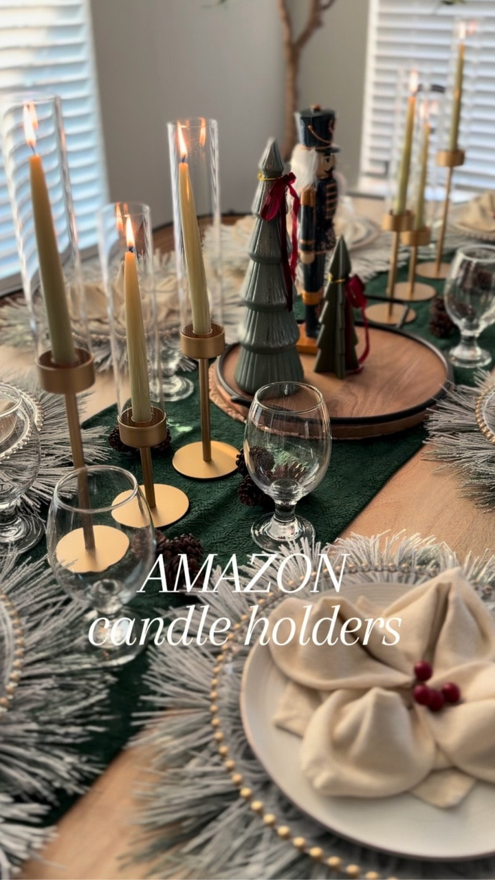 These amazon candlesticks are so pretty! I love the glass- safe and easy clean up. I love real candles but hate how they drip everywhere. This makes for the perfect solution. 💫